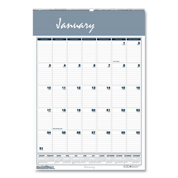 House of Doolittle™ Bar Harbor Recycled Wirebound Monthly Wall Calendar, 12 X 17, White-blue-gray Sheets, 12-month (jan-dec): 2022 freeshipping - TVN Wholesale